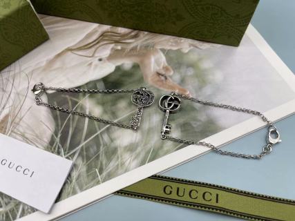 Gucci GG Interlocking Horsebit Silver Chain Bracelet