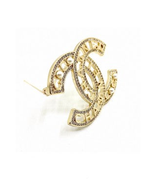 CHANEL Signature Script CC Frame Brooch