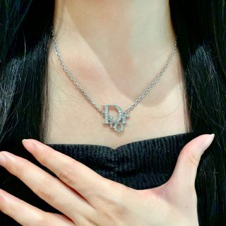 Dior Lumière Crystal Letter Pendant Necklace