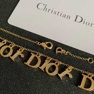 Dior CD Letter Charm Gold Chain Necklace