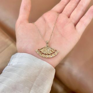 CHANEL Pearl Fan CC Charm Necklace