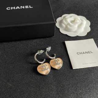 CHANEL Color Heart CC Hoop Drop Earrings