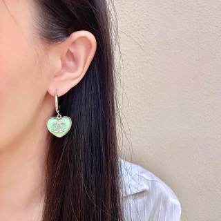 CHANEL Color Heart CC Hoop Drop Earrings