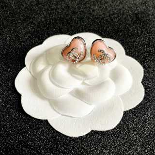 CHANEL Pearl Heart CC Stud Earrings