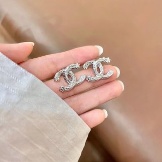 CHANEL Roselight Pavé CC Stud Earrings