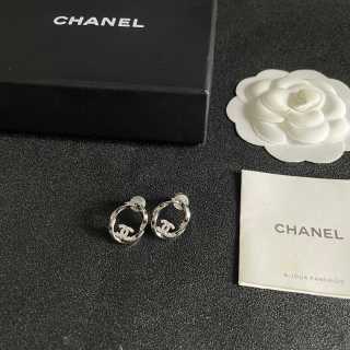 CHANEL Silver Orbit Charm Earrings