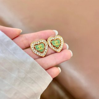 CHANEL Verdant Heart Glow Stud Earrings