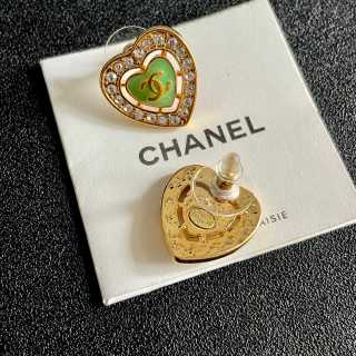 CHANEL Verdant Heart Glow Stud Earrings