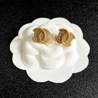 CHANEL Gilded Blush CC Stud Earrings