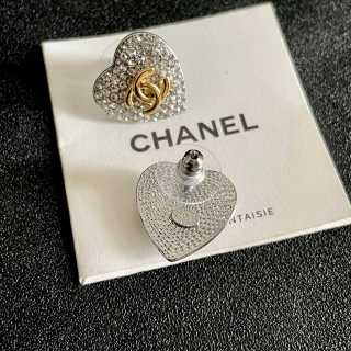 CHANEL Heart Pavé Crystal Stud Earrings