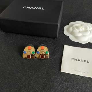 CHANEL Mosaic CC Color Accent Stud Earrings