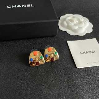 CHANEL Mosaic CC Color Accent Stud Earrings