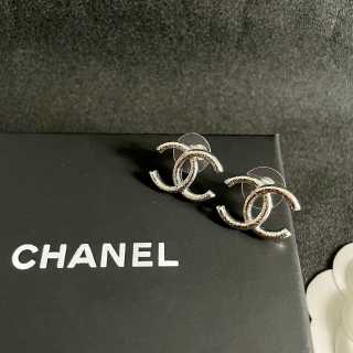 CHANEL Silver Orbit CC Stud Earrings