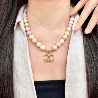 Chanel Rainbow Pearl Charm Necklace