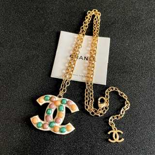 Chanel Colorful Gemstone CC Pendant Necklace – Elegant Luxury Fashion Jewelry