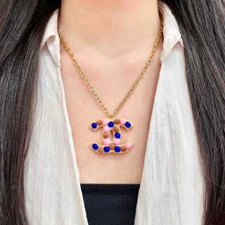 Chanel Colorful Crystal CC Pendant Necklace – Elegant Luxury Fashion Jewelry