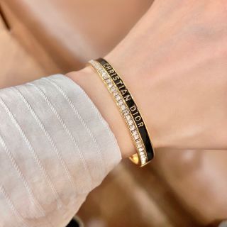 Dior Oblique Crystal Engraved Bangle