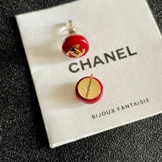 Chanel Vintage Round Enamel Signature Earrings