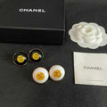 Chanel Timeless Round Signature Stud Earrings