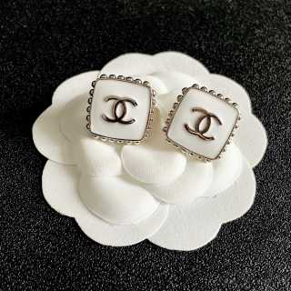 Chanel Vintage Enamel Square Stud Earrings