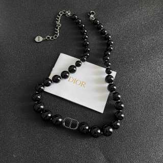 Dior Noctelle Obsidian Pearl Bead Choker Necklace