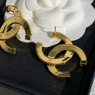 CHANEL Golden Interlace CC Statement Earrings