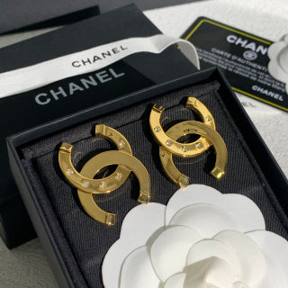 CHANEL Golden Interlace CC Statement Earrings