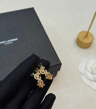 YSL Crystal Cassandre Butterfly Stud Earrings