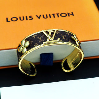 Louis Vuitton Floral Monogram Leather Cuff Bracelet
