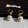 Chanel Organic Pearl Drop Hoop Earrings