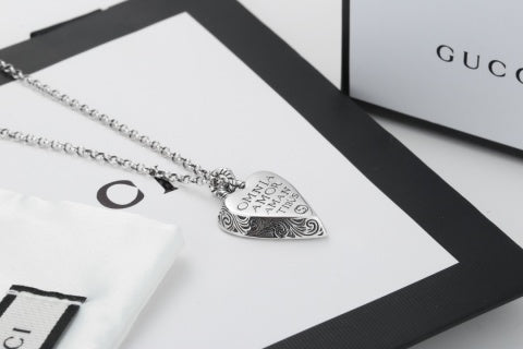 Gucci Engraved Heart Logo Pendant Necklace