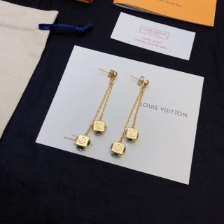 Louis Vuitton Mini Lock Chain Drop Stud Earrings