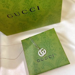 Gucci Interlocking G Pavé Pendant Necklace