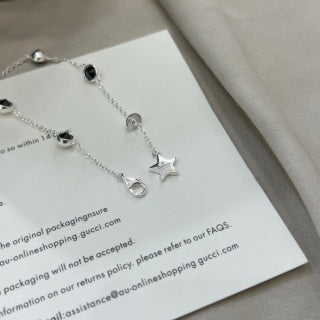 Gucci Crystal Horsebit Charm Chain Bracelet