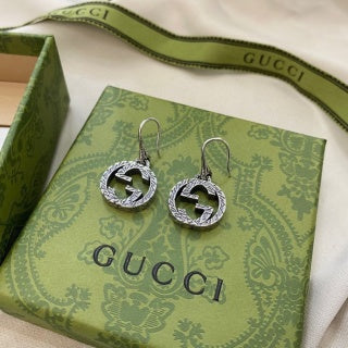 Gucci Interlocking G Crystal Hoop Drop Earrings
