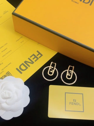 Fendi Lumina Logo Hoop Stud Earrings