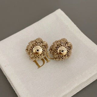 Dior Lacework Pearl Medallion Stud Earrings