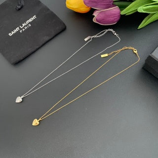 YSL Heart Charm Layered Chain Necklace