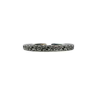 Gucci GG Engraved Open Cuff Bangle Bracelet