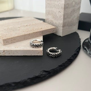 Gucci GG Vintage Engraved Hoop Stud Earrings
