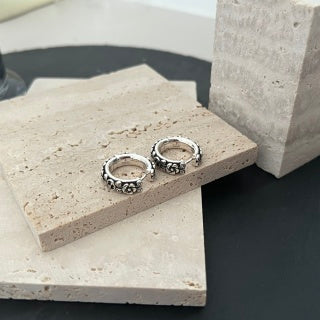 Gucci GG Vintage Engraved Hoop Stud Earrings