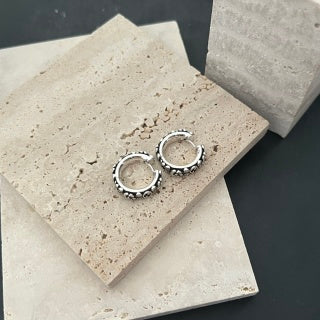 Gucci GG Vintage Engraved Hoop Stud Earrings