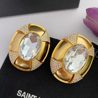YSL Crystal Orbit Statement Clip-On Earrings