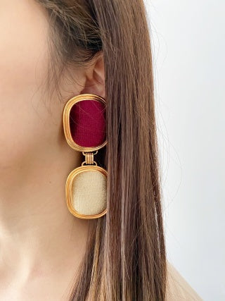 YSL Velvet Cushion Double Frame Earrings