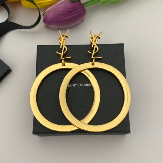 YSL Golden Cassandre Circle Drop Earrings