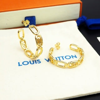 Louis Vuitton Chain Link Hoop Stud Earrings