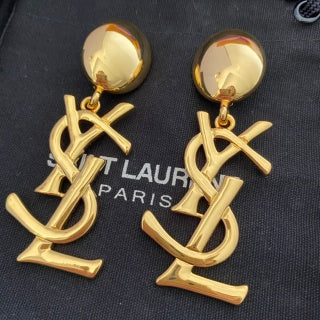 YSL Signature Logo Pearl Top Clip-On Earrings
