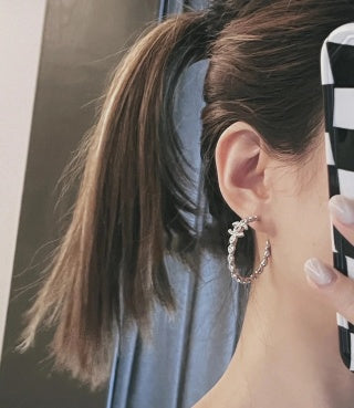 Chanel Elegant Crystal Hoop Earrings