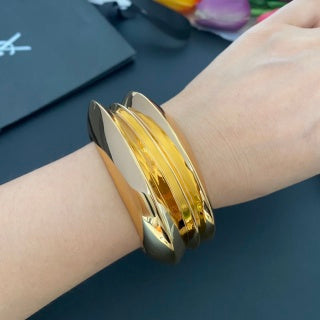 YSL Double Curve Gold Layered Cuff Bracelet