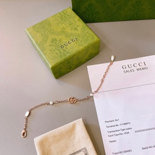 Gucci GG Pearl Accent Rose Gold Chain Bracelet